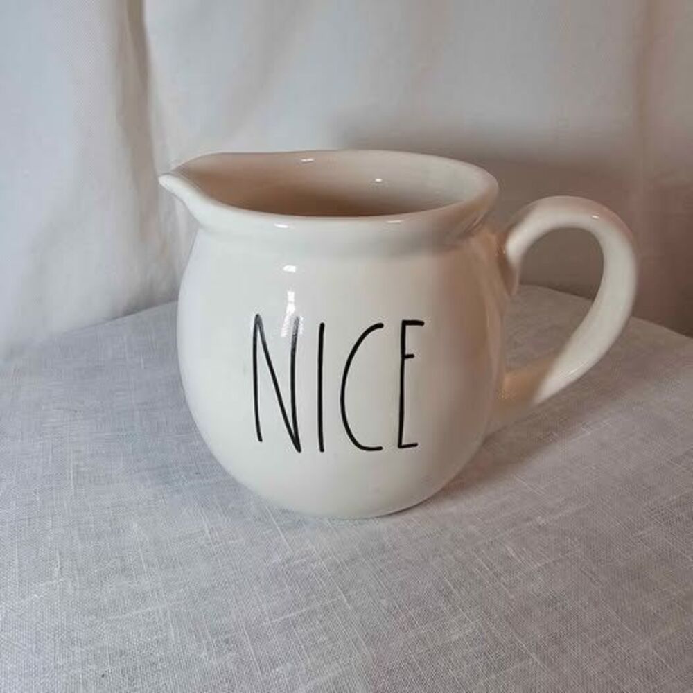 Rae Dunn Magenta NICE Ceramic Creamer - Christmas or Everyday
